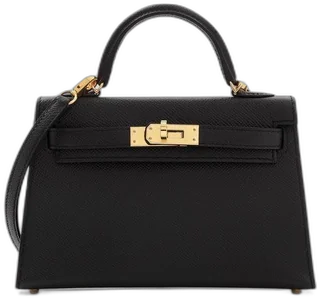 Black leather handbag
